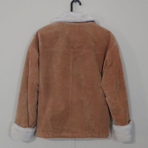 VTG Adler Collection Suede Leather Jacket Unisex Faux Fur Lined Coat Size S - Picture 5 of 10